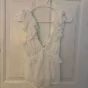 Francesca's Collections White Ruffled Tank Top